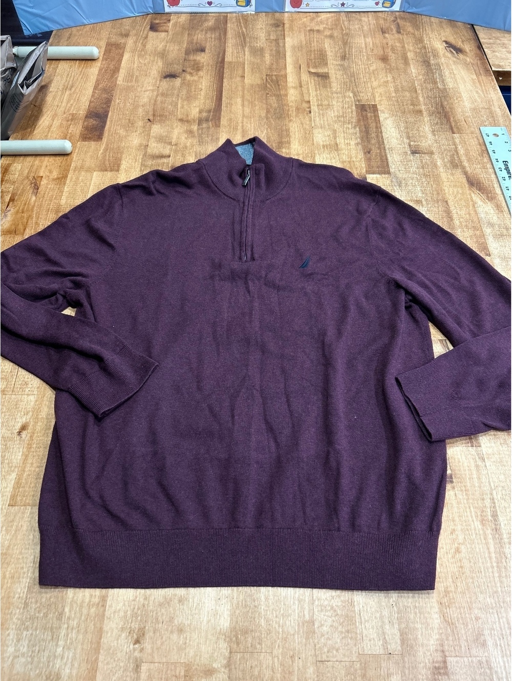 Nautica Men's XL Burgundy 1/4 Zip Cotton Sweater